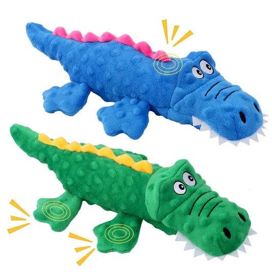 Interactive Soft Plush Pet Dog Squeaky Chew Toys Stuffed Crocodile for Small Large Dogs